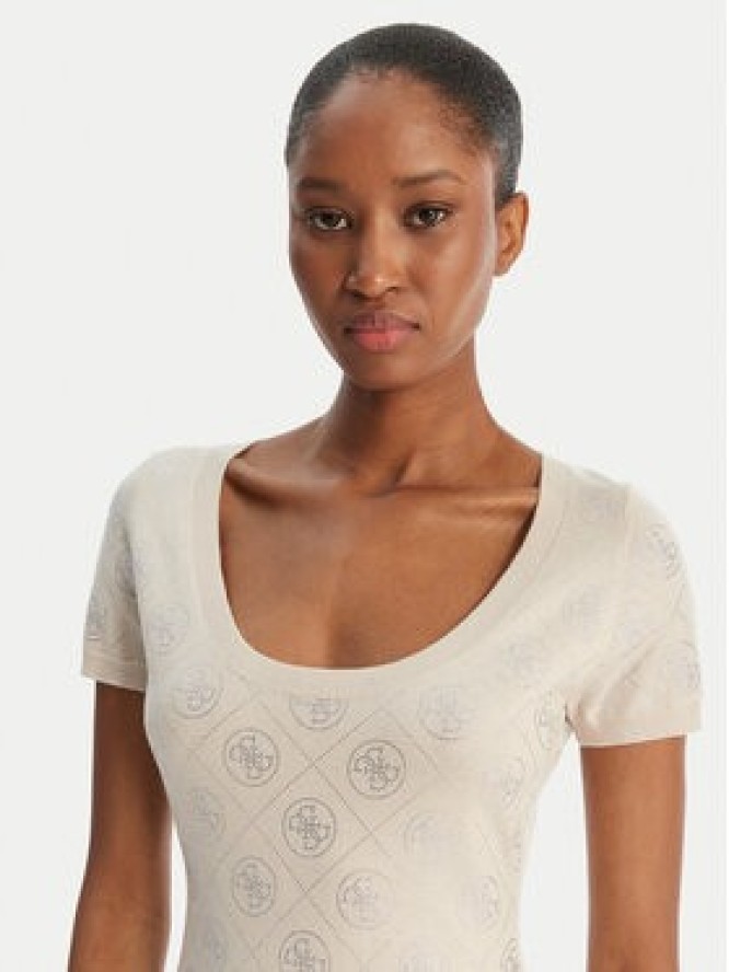 Guess Sukienka dzianinowa W6RK92 Z3JD2 Beżowy Regular Fit