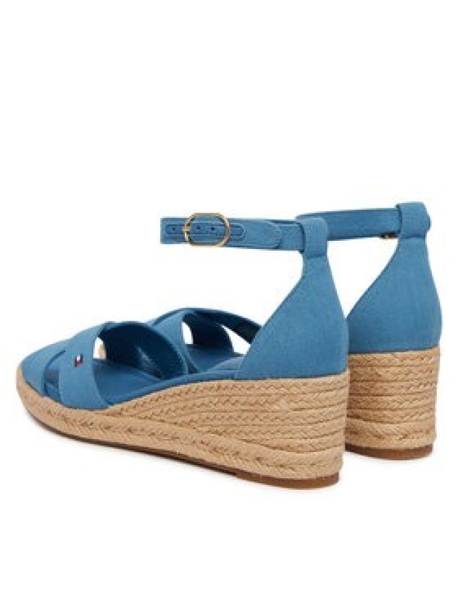 Tommy Hilfiger Espadryle Hemp Crossover Strap Wedge Espadrilles FW0FW09332 Niebieski
