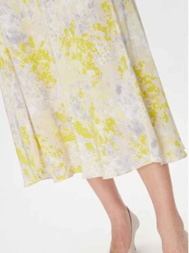 Calvin Klein Sukienka letnia Print Abstract Ecovero Vn Dress LV044B059G Żółty Regular Fit