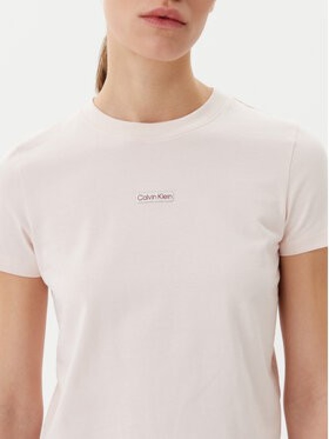 Calvin Klein Jeans T-Shirt Placed Institutional J20J225524 Różowy Slim Fit