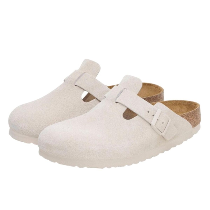 Birkenstock Boston Antique White Suede