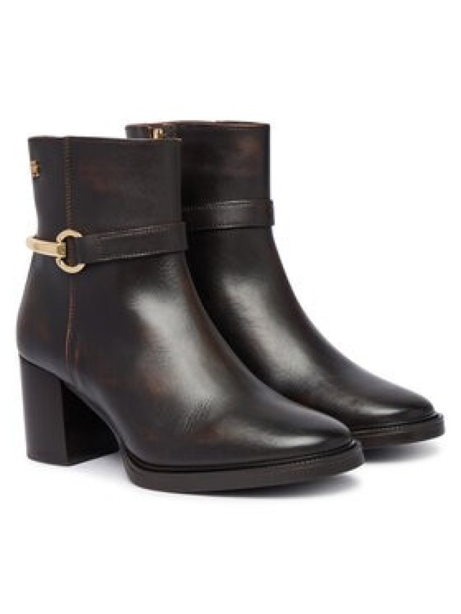 Tommy Hilfiger Botki TH Stud Heel Riding Ankle Boot FW0FW09552 Brązowy ciemny