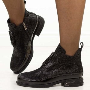 Czarne bk skórzane botki damskie Cambell 60320