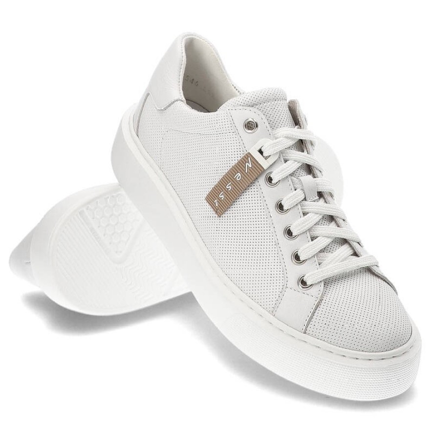 Białe Sneakersy Nessi Modne Półbuty Damskie