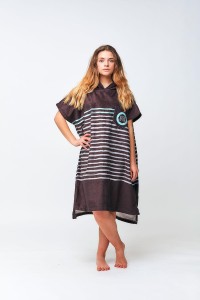 Ponczo surfingowe dla dorosłych - Sailor Stripes - czarny