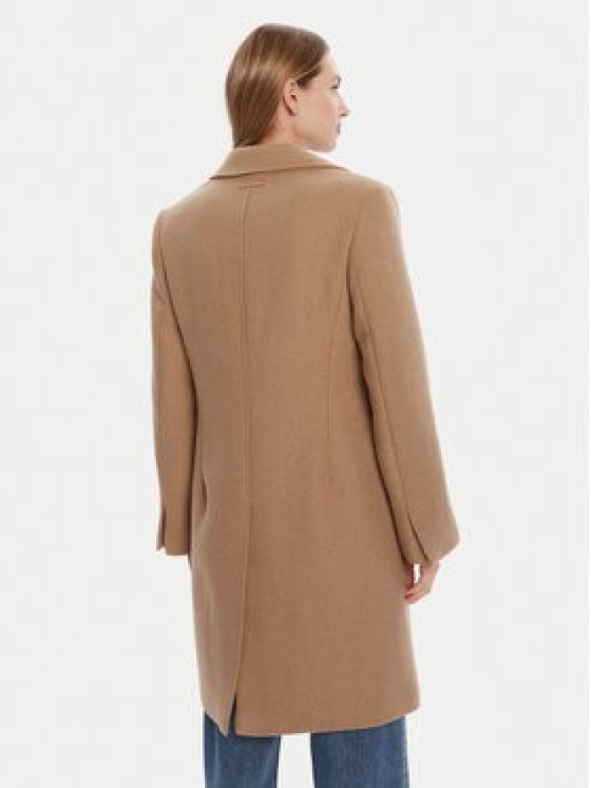 Calvin Klein Płaszcz wełniany LV044D558G Brązowy Slim Fit