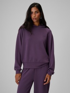 4F Bluza dresowa regular z kapturem damska - fioletowa M