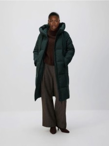 Pikowana kurtka z puchem - morski