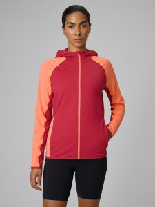 4F Bluza trekkingowa slim z kapturem damska - czerwona XL