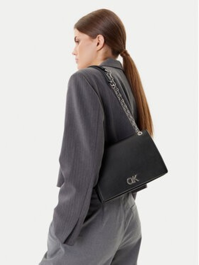 Calvin Klein Torebka Re-Lock Medium Chain LV04F3104G Czarny