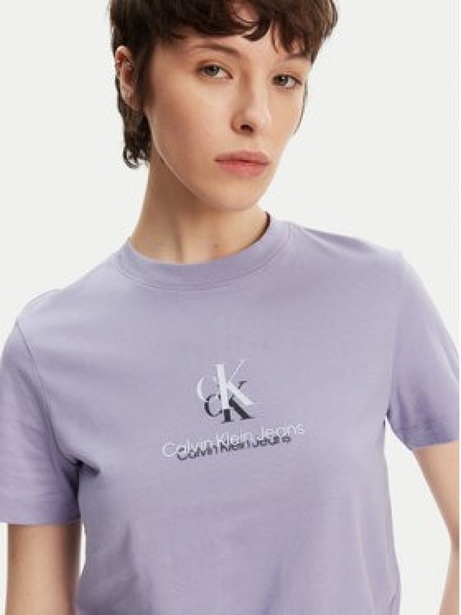Calvin Klein Jeans T-Shirt Shadow Graphic J20J225545 Fioletowy Regular Fit