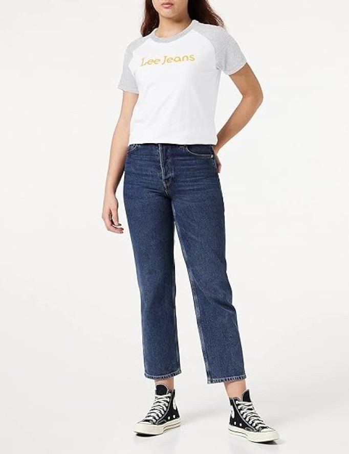 LEE RAGLAN TEE DAMSKI T-SHIRT KOSZULKA Z KRÓTKIM RĘKAWEM LOGO BRIGHT WHITE L43NEHLJ 112109703