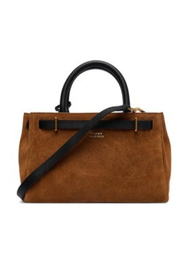Tommy Hilfiger Torebka American Icon Mini Tote Suede Le AW0AW18202 Brązowy jasny