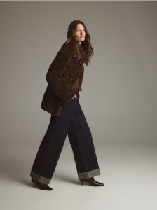 Kurtka ze sztucznego baranka - brązowy