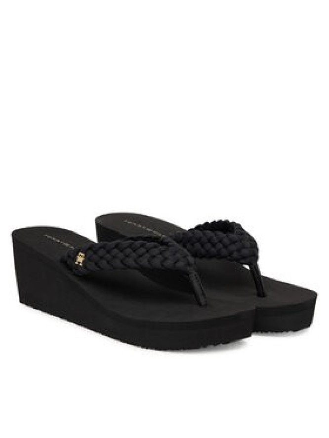 Tommy Hilfiger Japonki Th Wedge Braided Summer Sandal FW0FW09198 Czarny