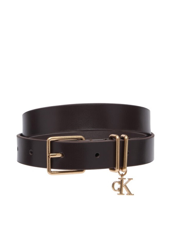 Calvin Klein Pasek Monogram Charm Keeper Belt 25Mm LV04F7086G Brązowy ciemny