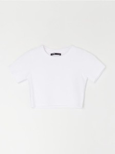Prążkowany crop top - biały
