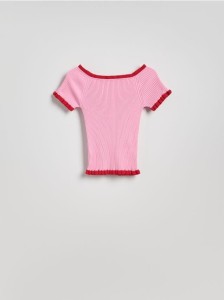 Bluzka z ozdobną lamówką - różowy
