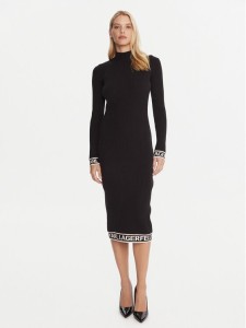 KARL LAGERFELD Sukienka dzianinowa A4W13028 Czarny Slim Fit