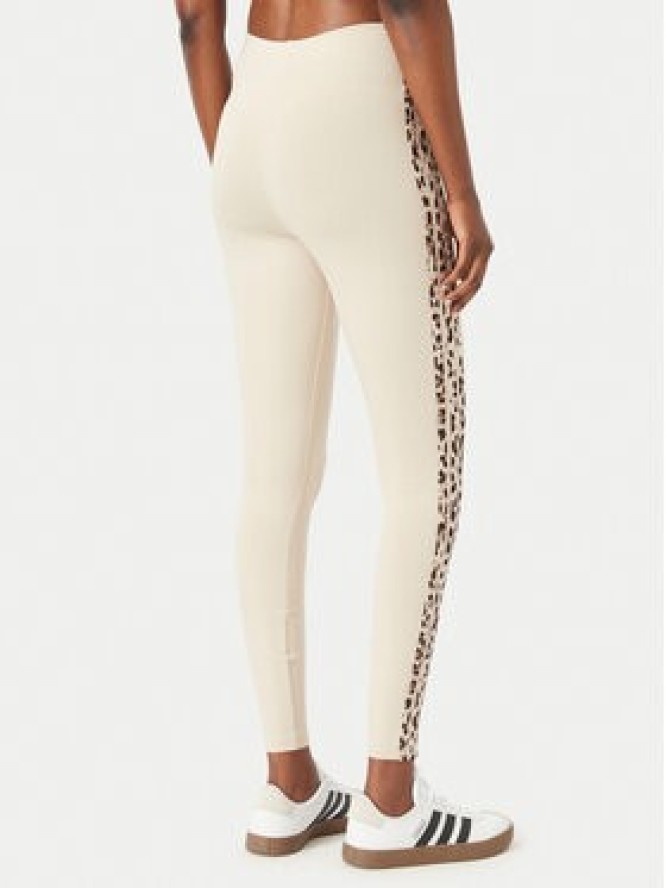 adidas Legginsy Seasonal Essentials Animal Print 3-Stripes KR7619 Beżowy jasny Slim Fit