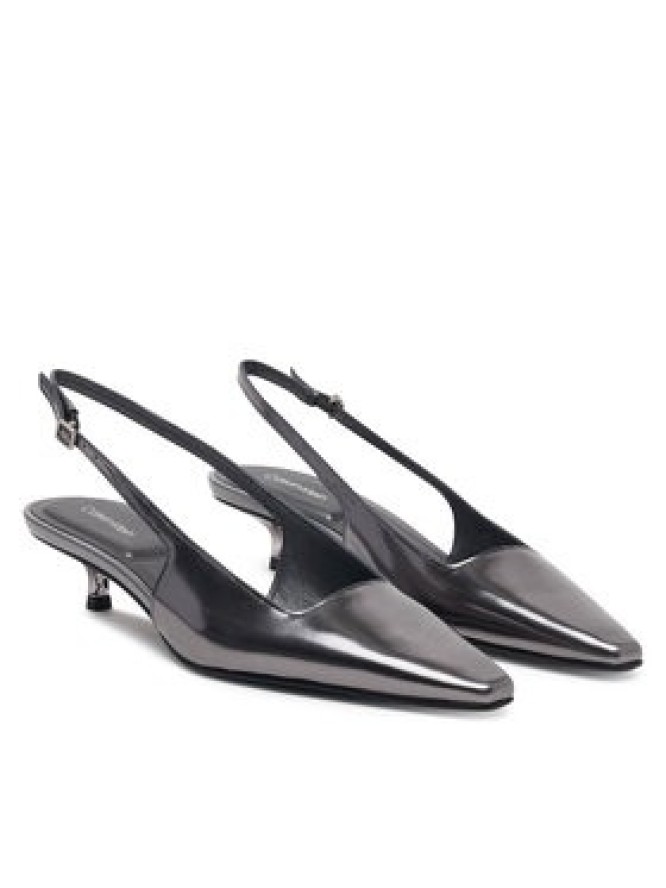 Calvin Klein Czółenka Kitten Heel Pump Sling Mirr Lth HW0HW03275 Czarny