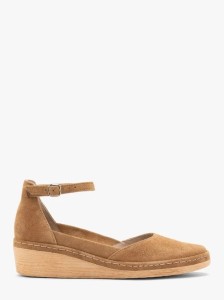 Rude czółenka na platformie z paskiem wokół kostki