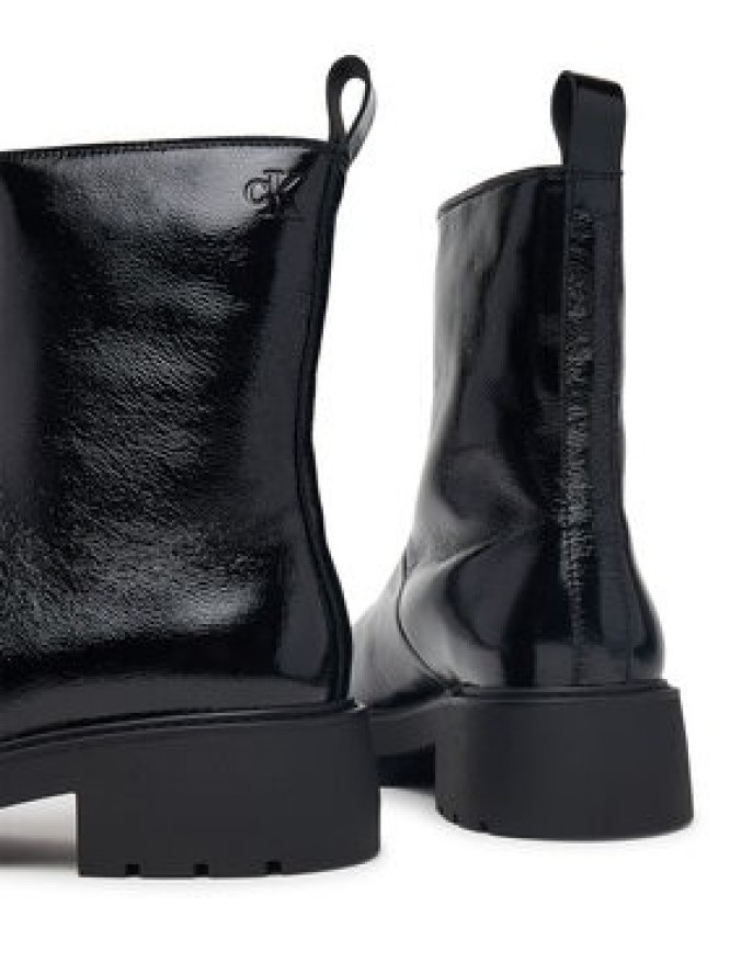 Calvin Klein Botki Chunky Zip Boot Shiny Lth HW0HW03200 Czarny