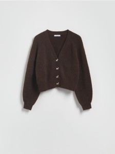Kardigan z ozdobnymi guzikami - brązowy