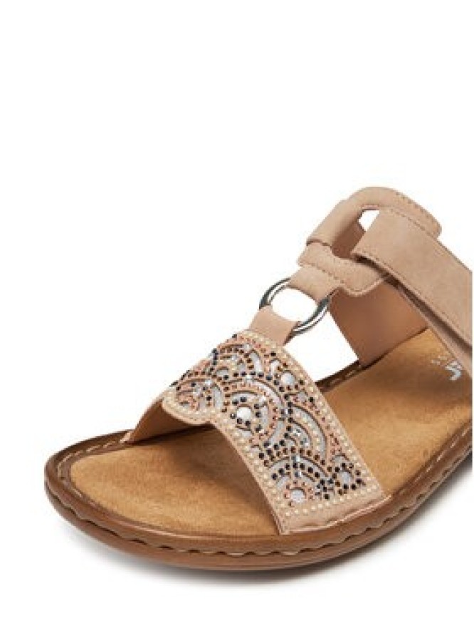 Rieker Klapki 608K2-31 Beżowy