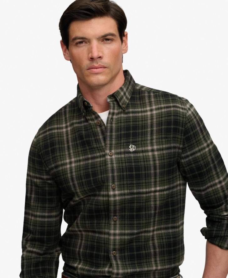 superdry Koszula Lumberjack z długim rękawem, bawełna - Frontier Check Olive