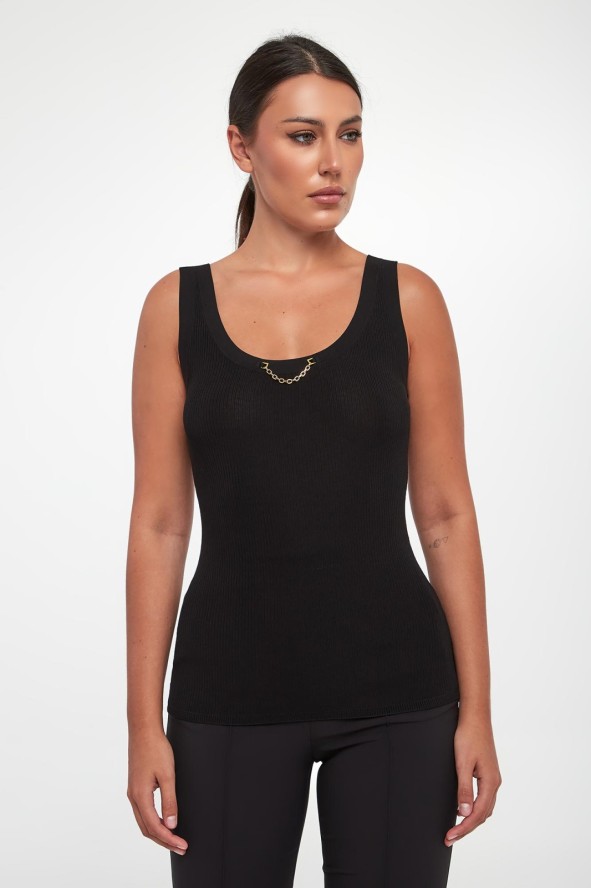 Top damski prążkowany z jedwabiem ELISABETTA FRANCHI