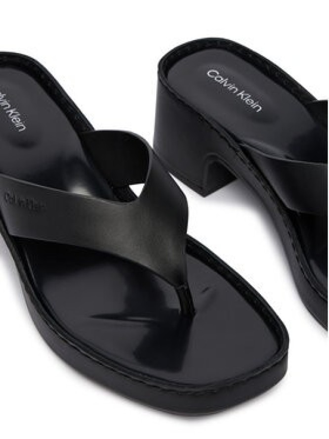 Calvin Klein Japonki Block Heel Sndl Thong Lth HW0HW02913 Czarny