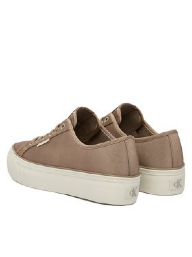 Calvin Klein Sneakersy Vulc Flatform Lace Up Moire YW0YW02012 Brązowy