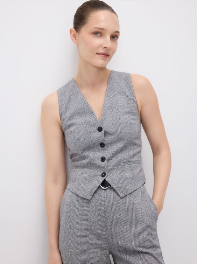 Kamizelka w jodełkę - ciemnoszary
