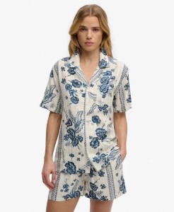 superdry Koszula z krótkim rękawem Beach w kwiatowy wzór kremowa – Jeane Floral