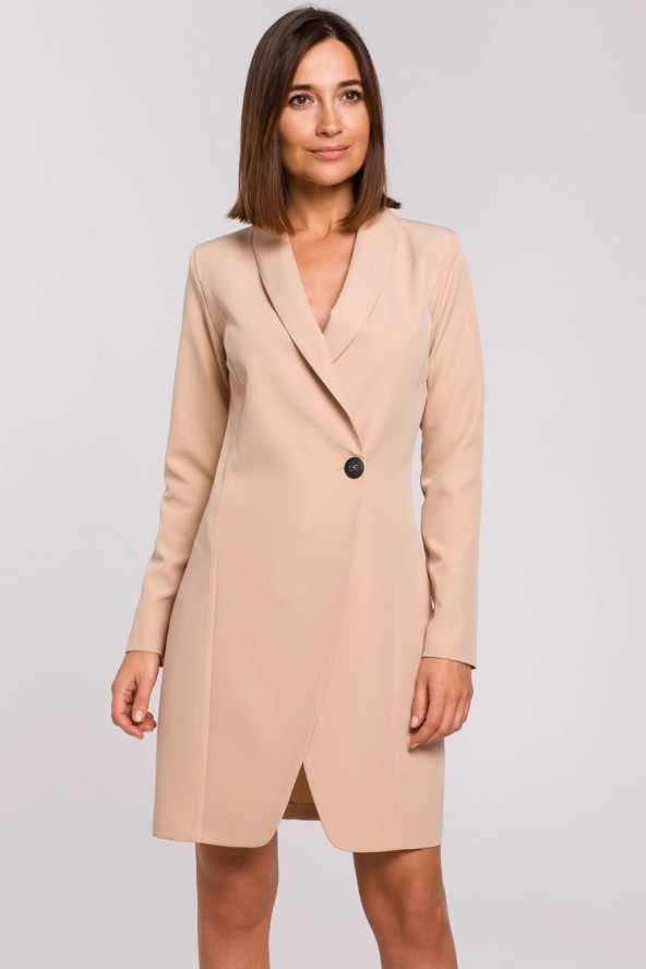 Elegancka sukienka marynarka biznesowa do pracy beżowa
