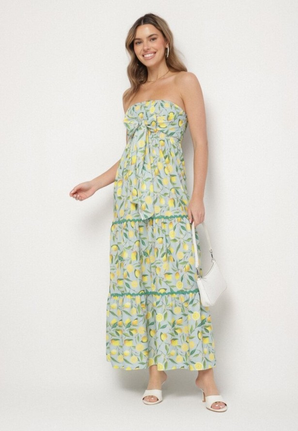 Ciemnozielona Sukienka w Cytryny z Kokardą Galadessa