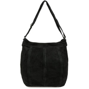 Worek skórzany VERA PELLE zamszowy czarny K49