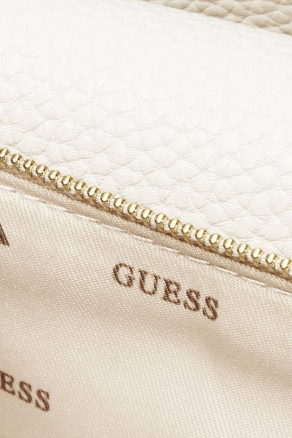 GUESS Biała torebka damska klasyczna SML Girlfriend Satchel