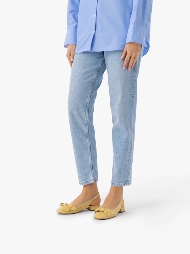 Jasnożółte czółenka slingback bez pięty z kokardką