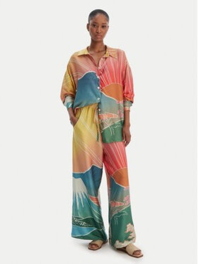 Maaji Spodnie materiałowe Sakura Scenery Ophelia PT1836CPA007 Żółty Relaxed Fit