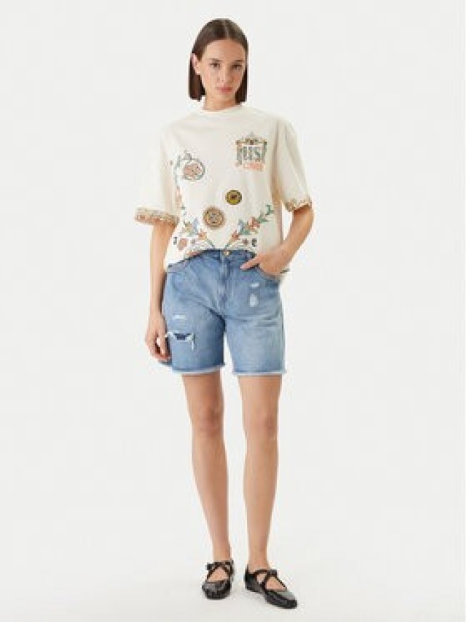 Just Cavalli Szorty jeansowe 80PAD5S5 CDWCD Granatowy Loose Fit