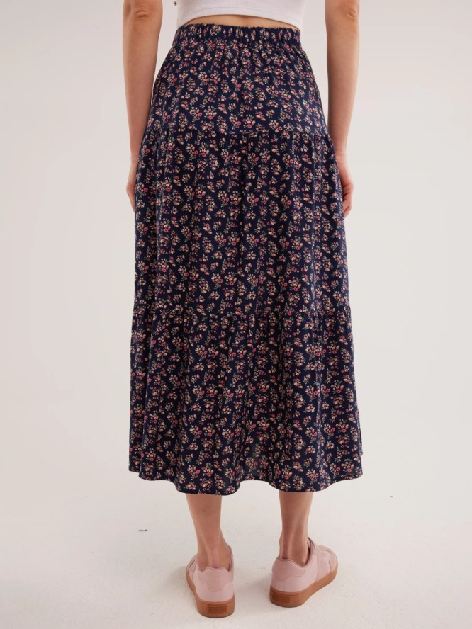 Spódnica damska midi z wiskozy z motywem kwiatowym Vendi 000