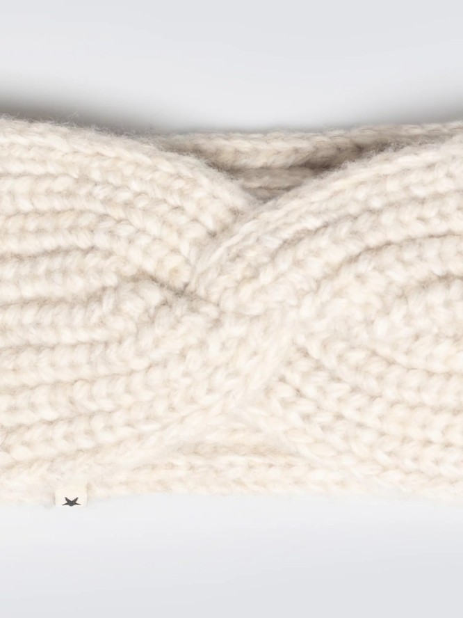 Opaska damska z ozdobnym splotem beżowa Nanita 801