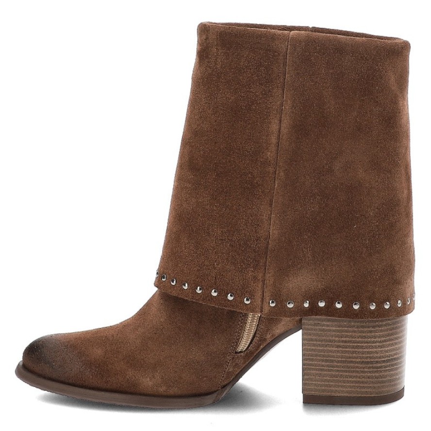 Brązowe Botki Karino Eleganckie Kowbojki Damskie