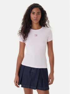 Tommy Jeans T-Shirt Badge DW0DW17881 Różowy Slim Fit