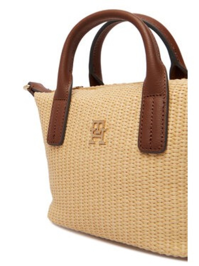 Tommy Hilfiger Torebka Popette Micro Tote Raffia AW0AW18526 Beżowy