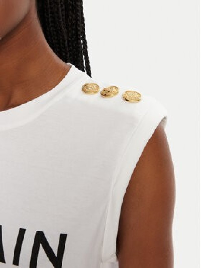 Balmain Top CF1ED001BB02 Biały Relaxed Fit