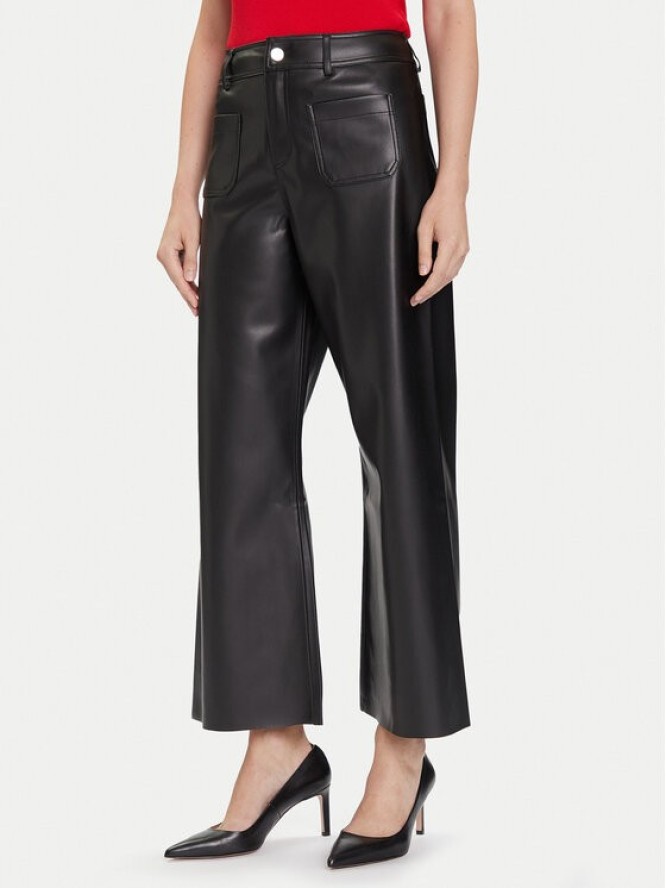 Morgan Spodnie z imitacji skóry 242-PCHOU Czarny Wide Leg