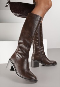 Ciemnobrązowe Kozaki Oficerki Vices na Słupku Giorima